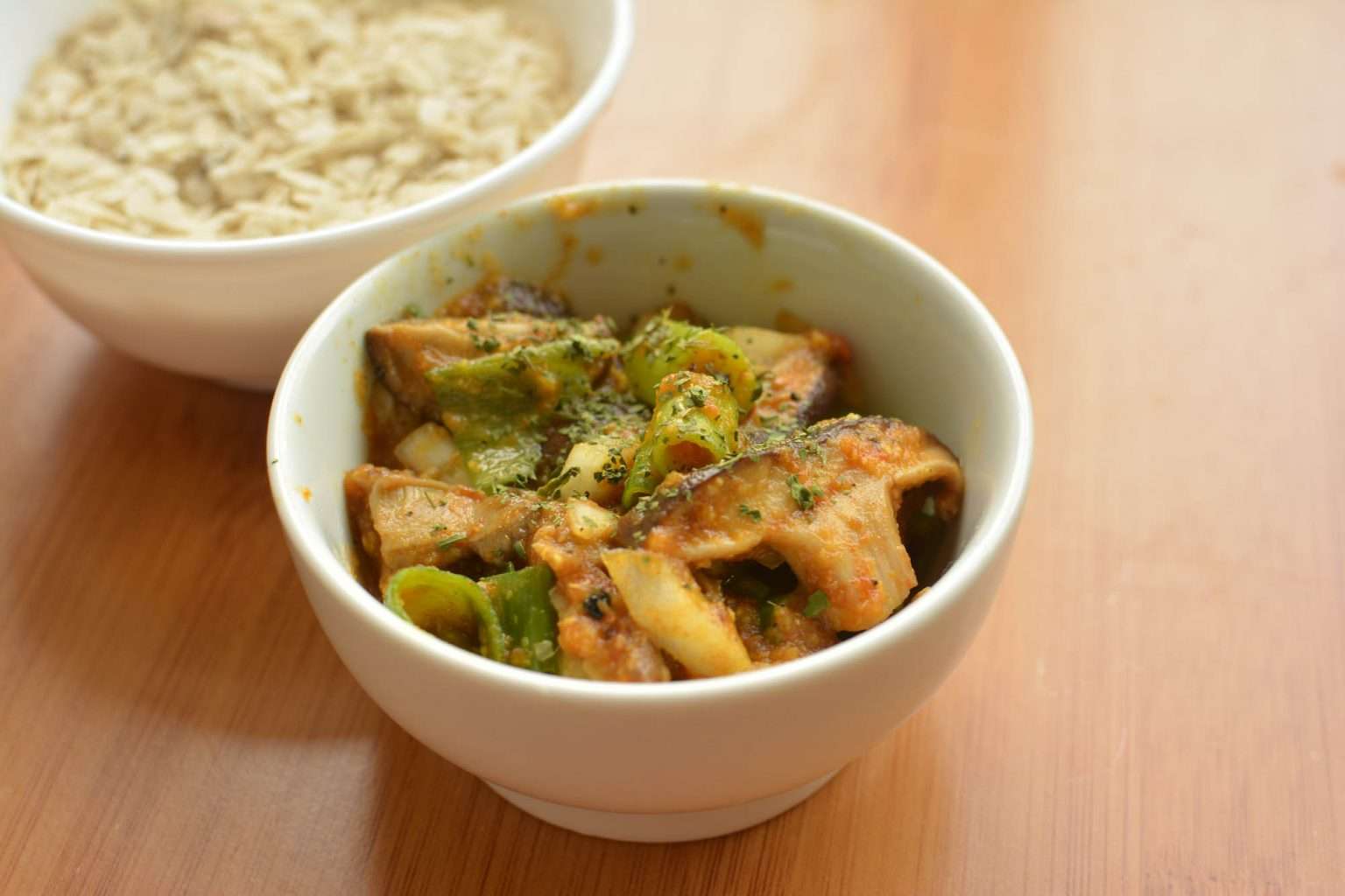 mushroom choila serve with beaten rice